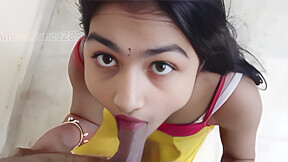 Desi Girl In Yellow Salwar Kameez Turns Slut: Sloppy Deepthroat Blowjob Gagging Spit Cim Swallow Pov